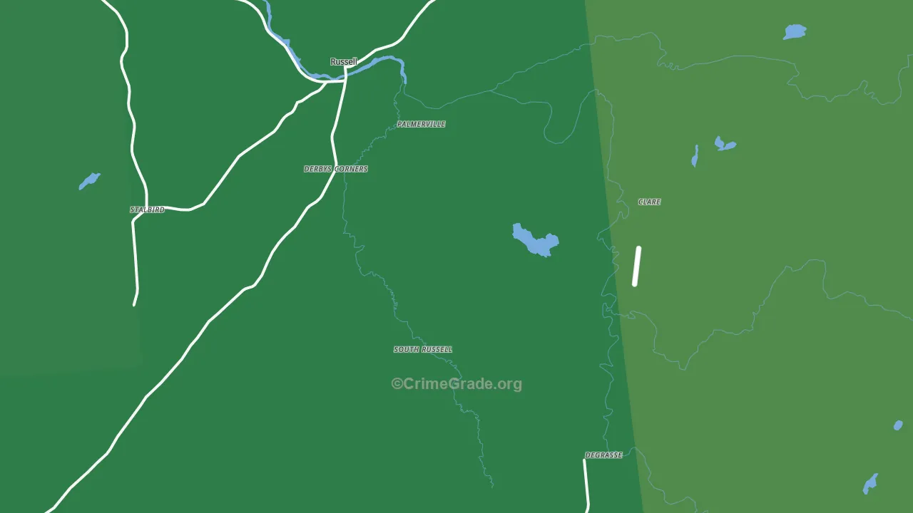 Russell, NY Map of Vehicle Theft Rates