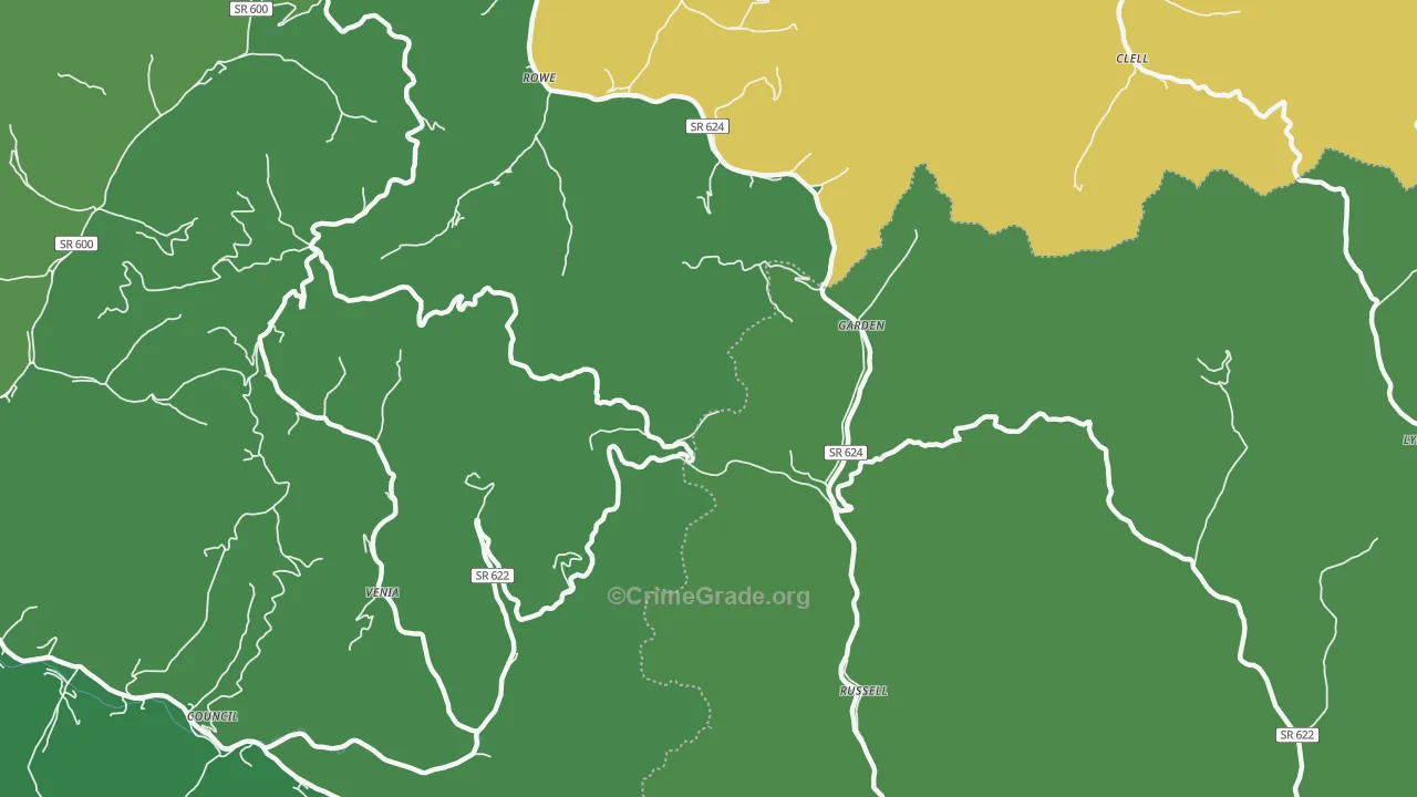 Russell, VA Map of Vehicle Theft Rates