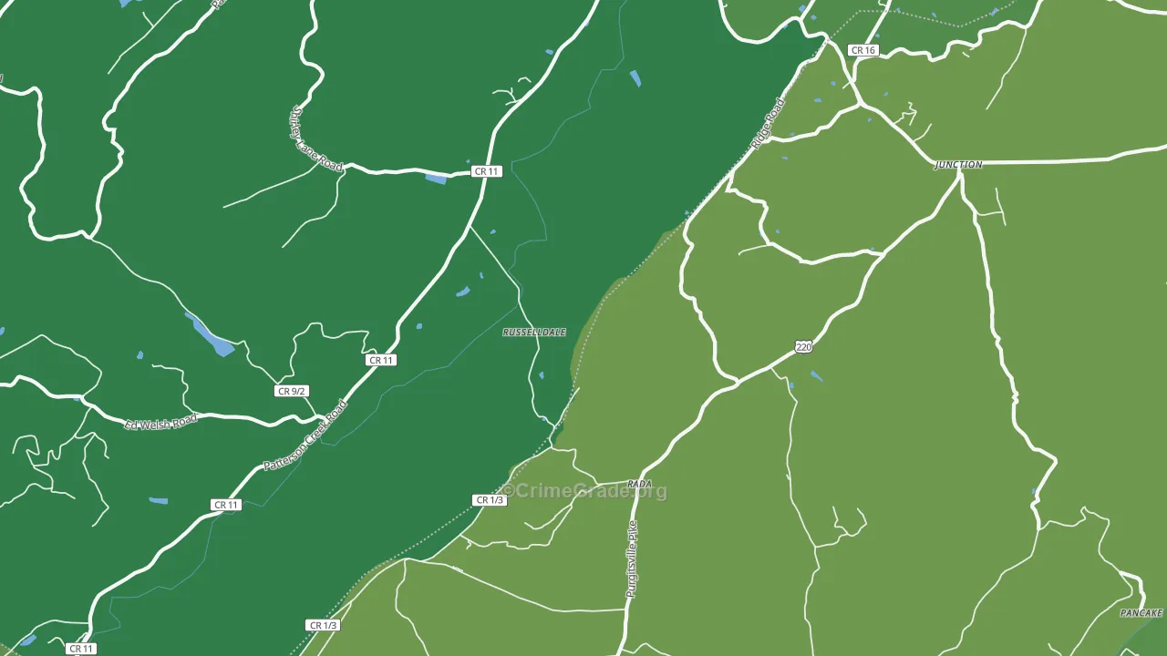 Russelldale, WV Map of Vehicle Theft Rates