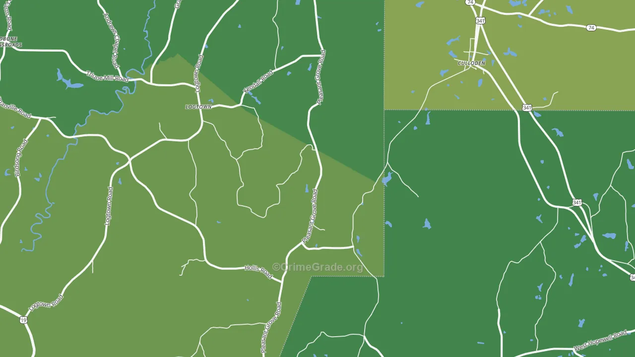 Russellville, GA Map of Vehicle Theft Rates