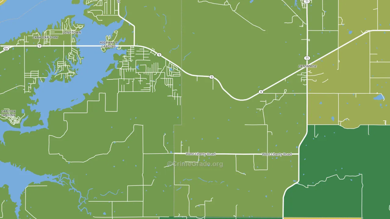 Russellville, OK Map of Vehicle Theft Rates