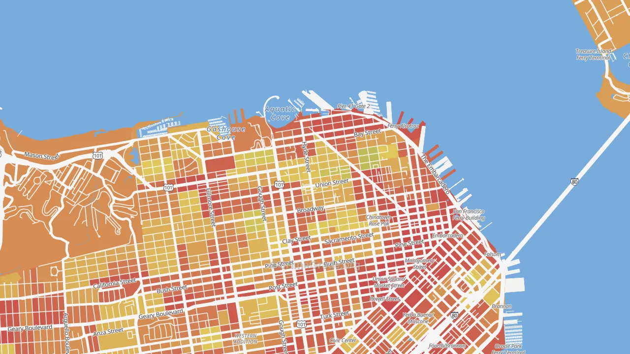 Russian Hill, San Francisco, CA Map of Vehicle Theft Rates