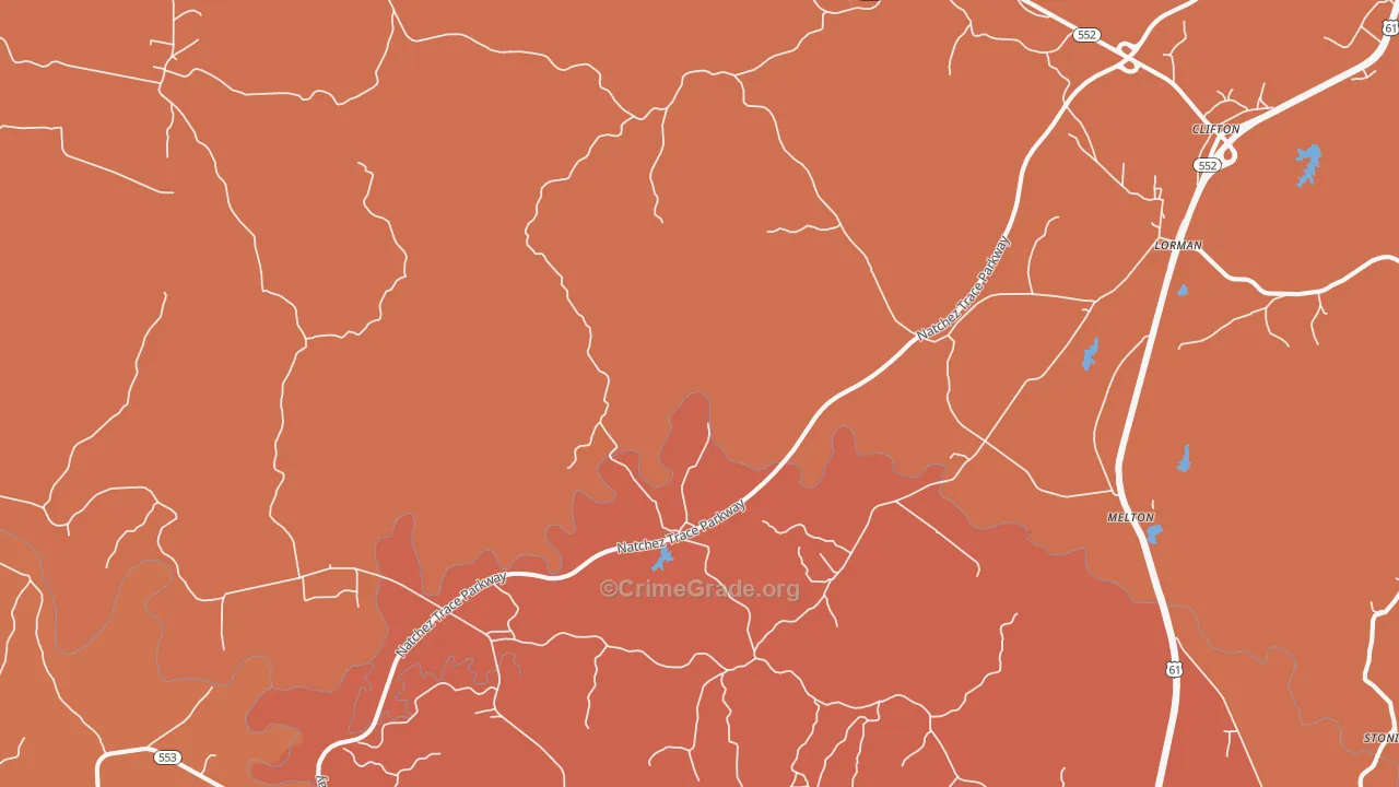 Russum, MS Map of Vehicle Theft Rates