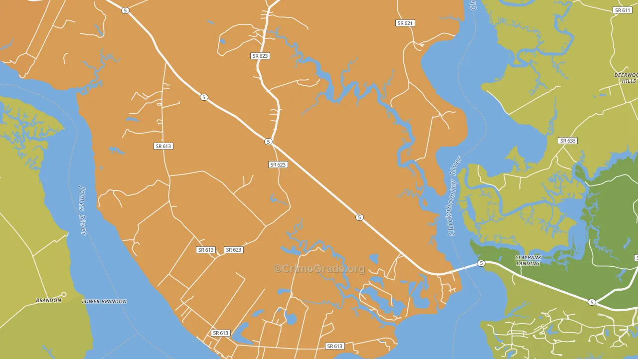 Rustic, VA Map of Vehicle Theft Rates