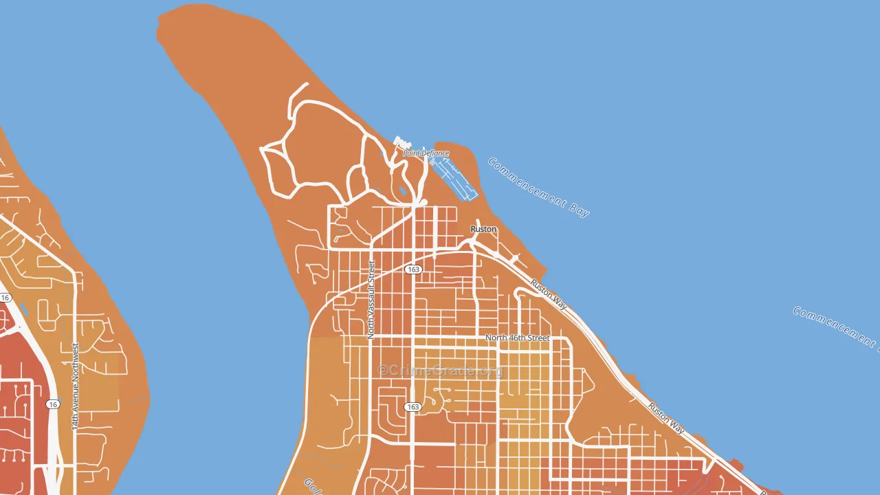 Ruston, WA Map of Vehicle Theft Rates