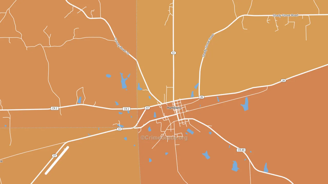 Rutherford, AL Map of Vehicle Theft Rates