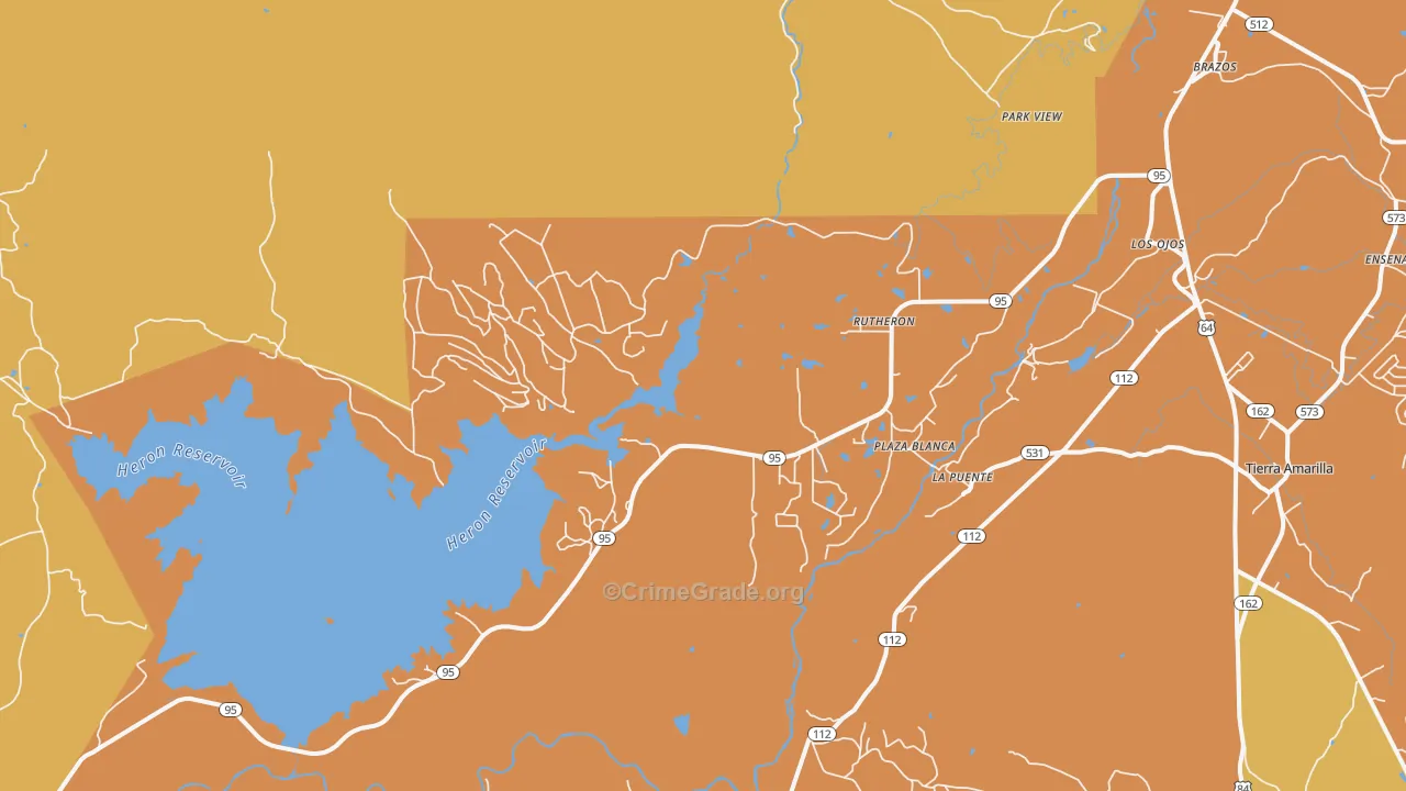 Rutheron, NM Map of Vehicle Theft Rates