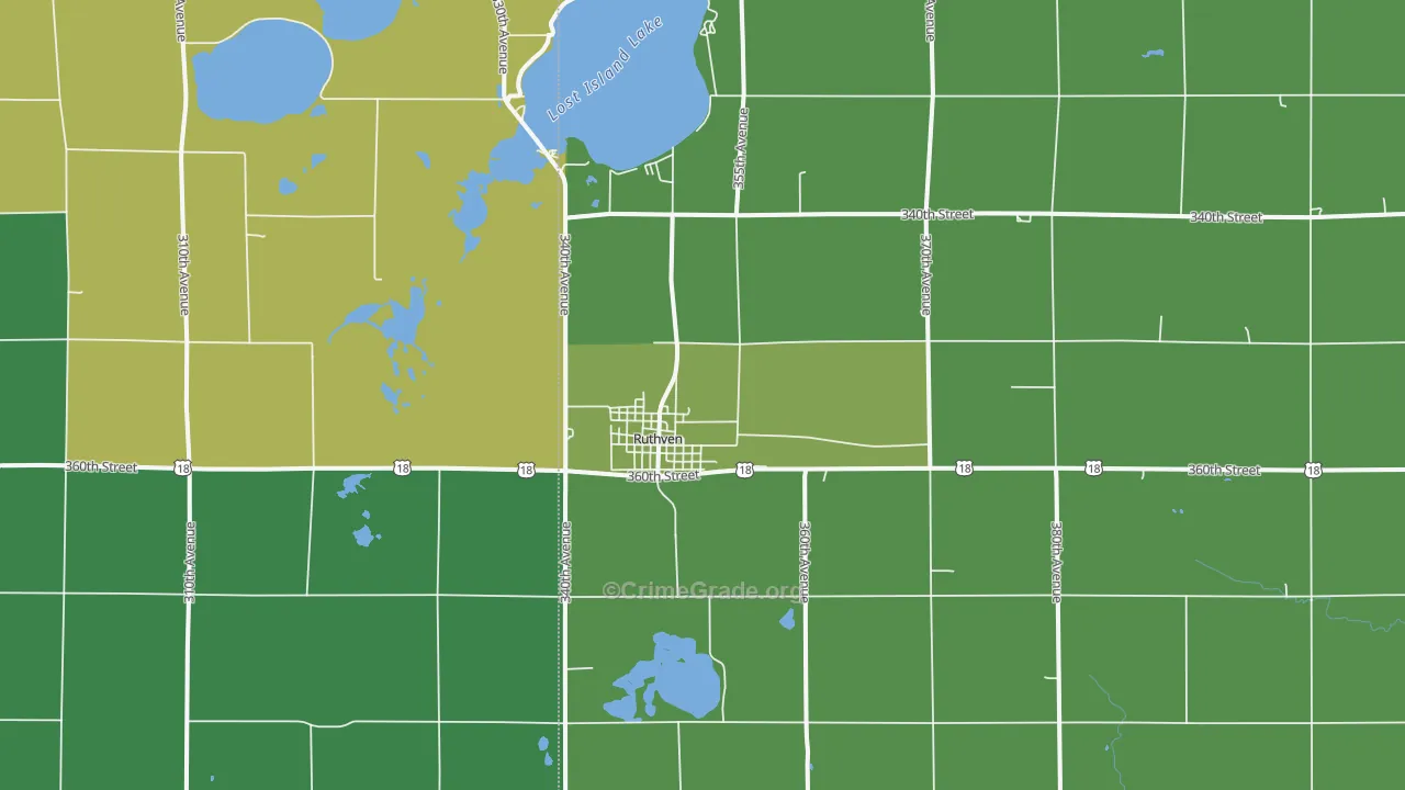 Ruthven, IA Map of Vehicle Theft Rates