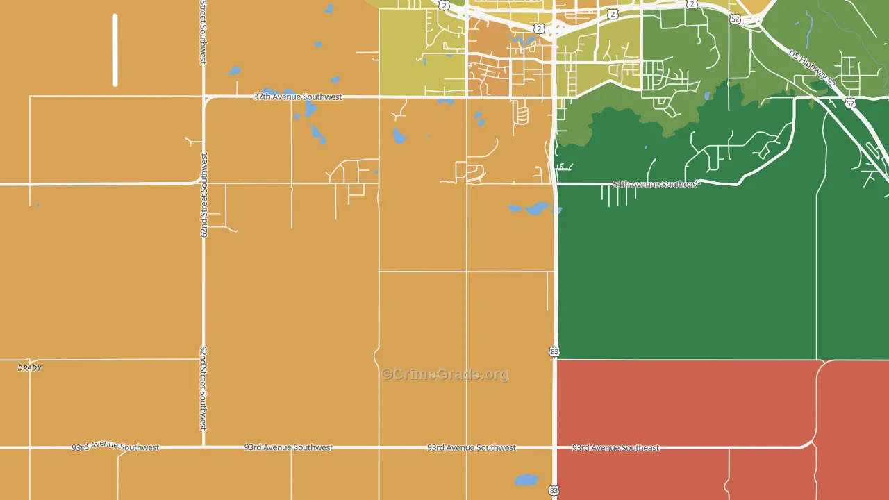 Ruthville, ND Map of Vehicle Theft Rates