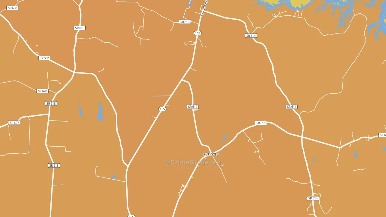 Ruthville, VA Map of Vehicle Theft Rates
