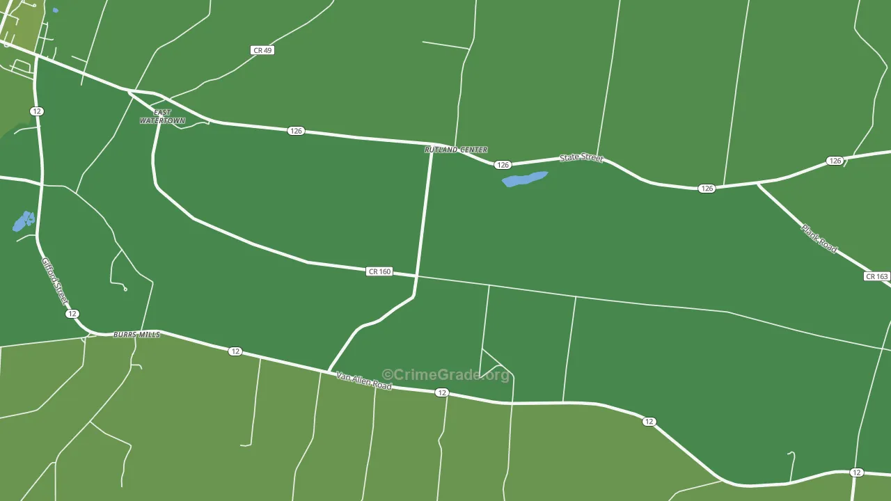 Rutland Center, NY Map of Vehicle Theft Rates