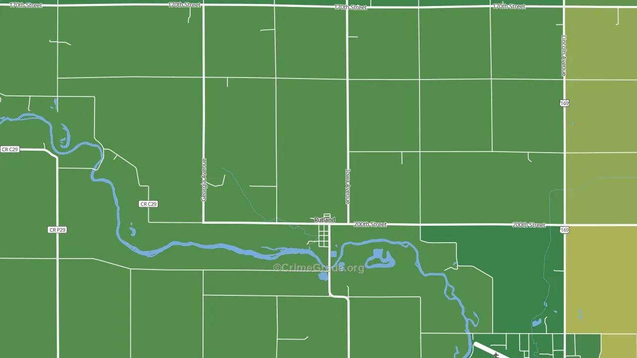 Rutland, IA Map of Vehicle Theft Rates