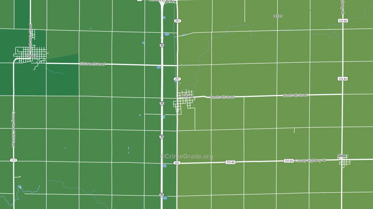 Rutland, IL Map of Vehicle Theft Rates