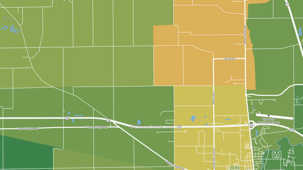 Rutland, IN Map of Vehicle Theft Rates