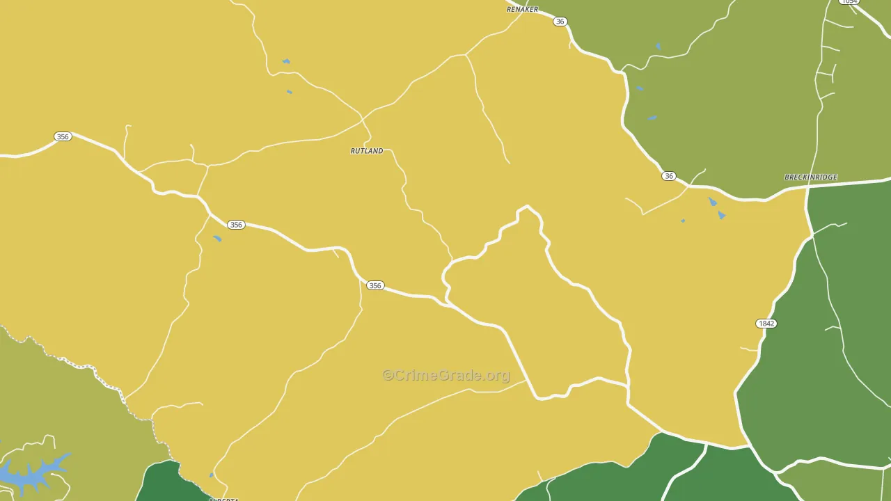 Rutland, KY Map of Vehicle Theft Rates