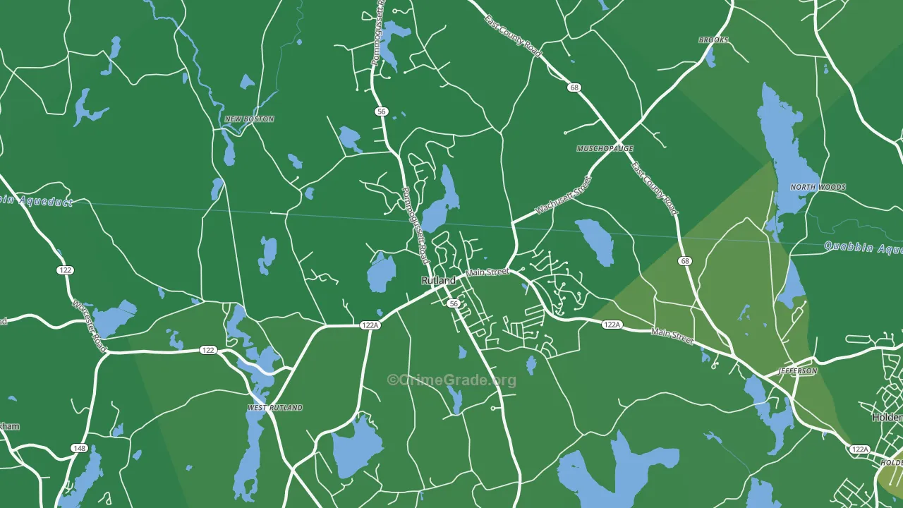 Rutland, MA Map of Vehicle Theft Rates