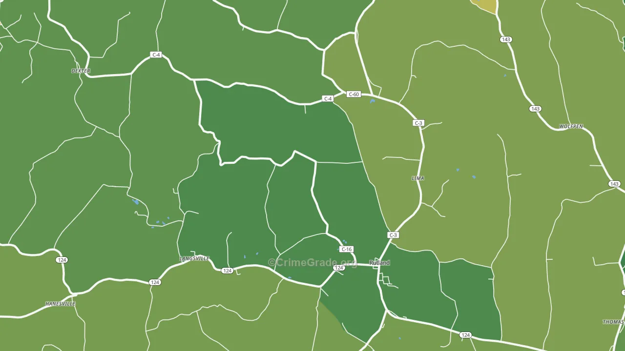 Rutland, OH Map of Vehicle Theft Rates