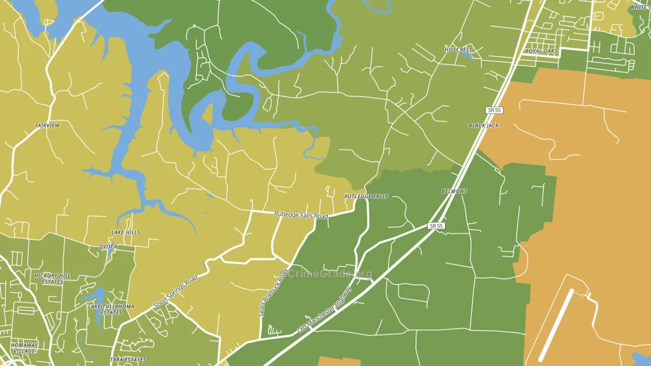 Rutledge Falls, TN Map of Vehicle Theft Rates