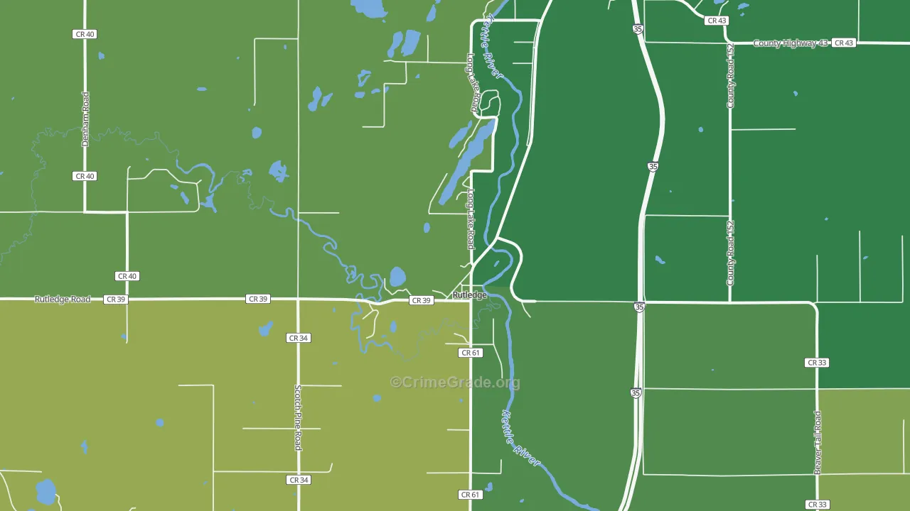 Rutledge, MN Map of Vehicle Theft Rates