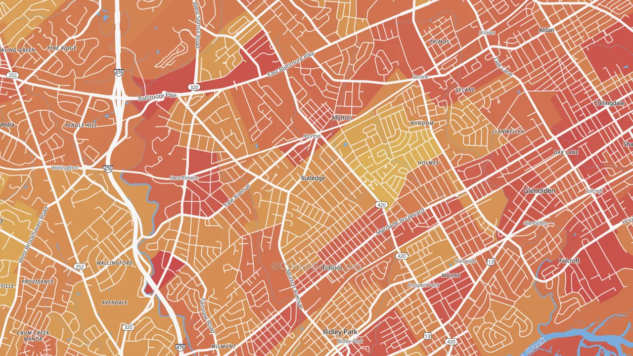Rutledge, PA Map of Vehicle Theft Rates