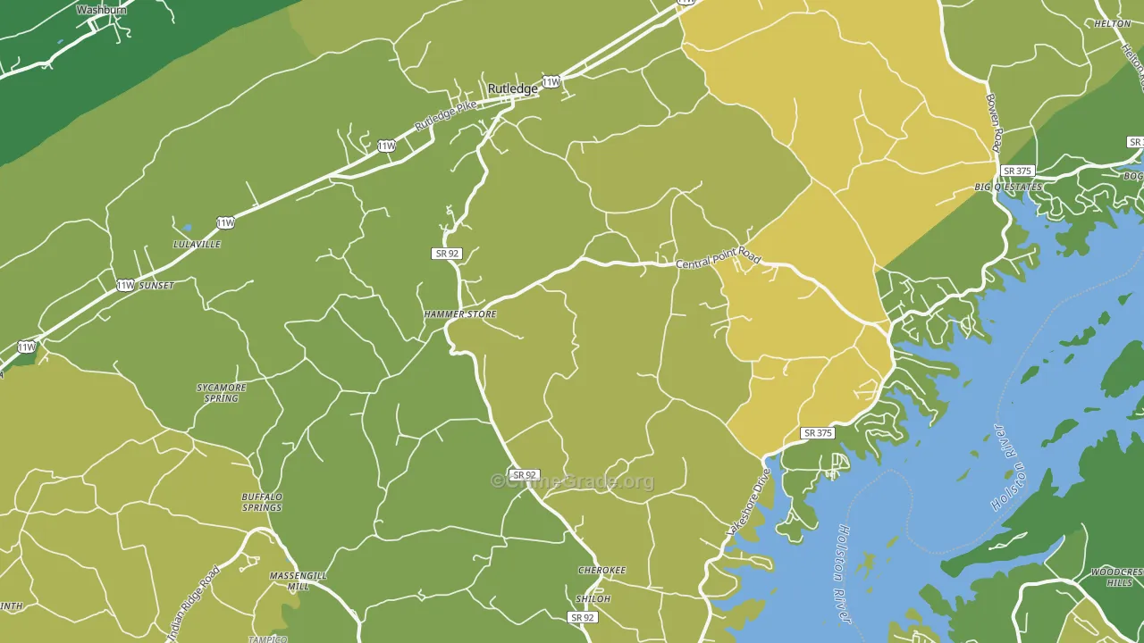 Rutledge, TN Map of Vehicle Theft Rates
