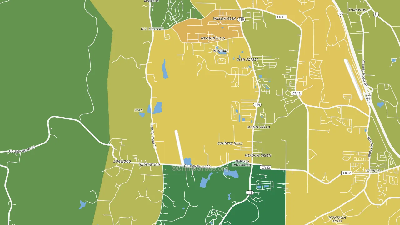 Ryan, AL Map of Vehicle Theft Rates