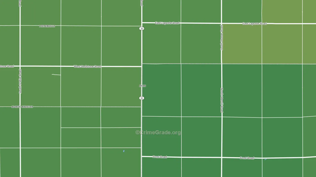 Ryan, MI Map of Vehicle Theft Rates
