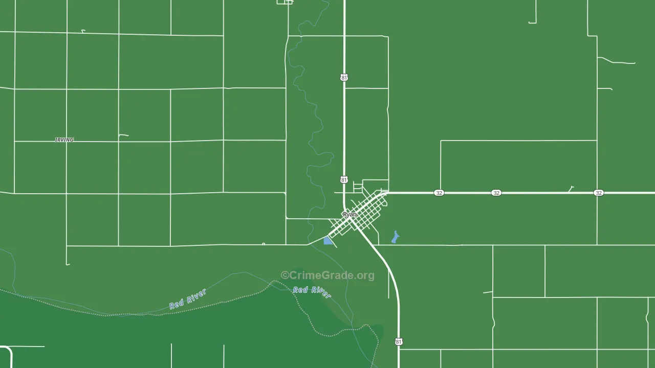 Ryan, OK Map of Vehicle Theft Rates