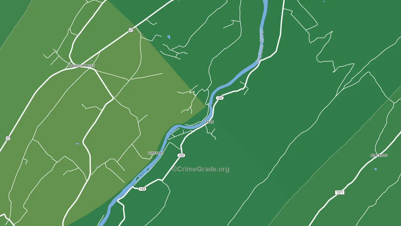 Ryde, PA Map of Vehicle Theft Rates