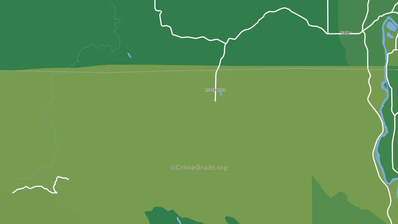 Ryderwood, WA Map of Vehicle Theft Rates