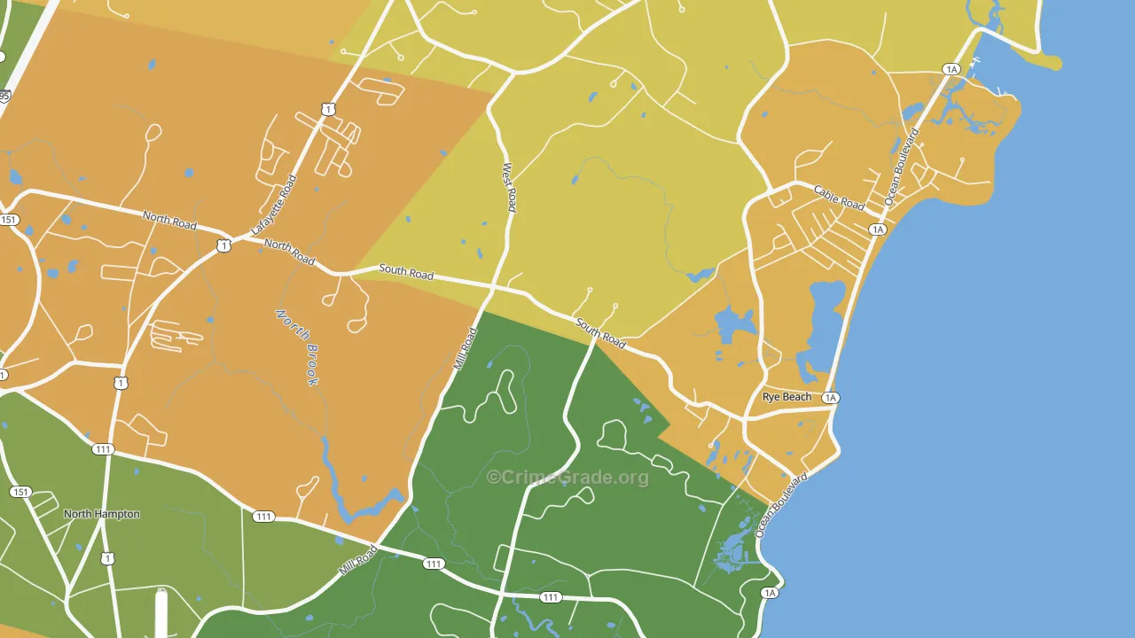 Rye Beach, NH Map of Vehicle Theft Rates