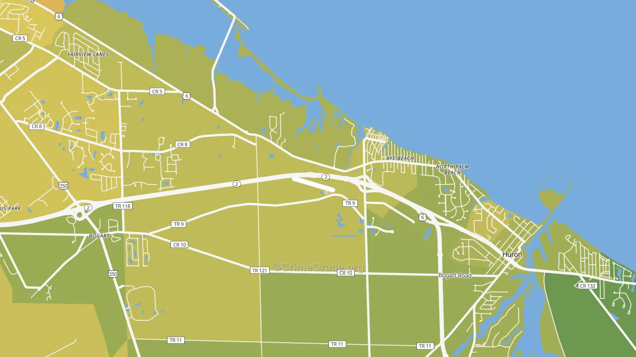 Rye Beach, OH Map of Vehicle Theft Rates