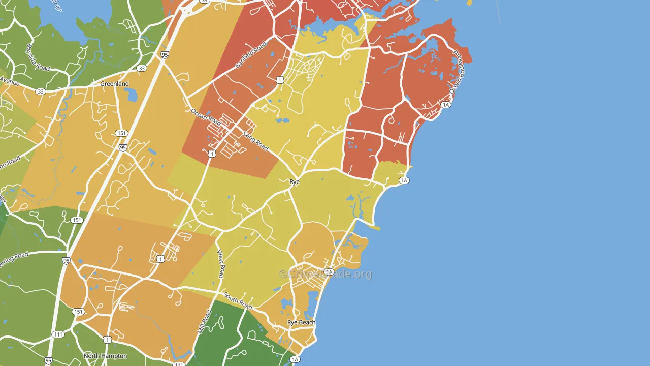 Rye, NH Map of Vehicle Theft Rates