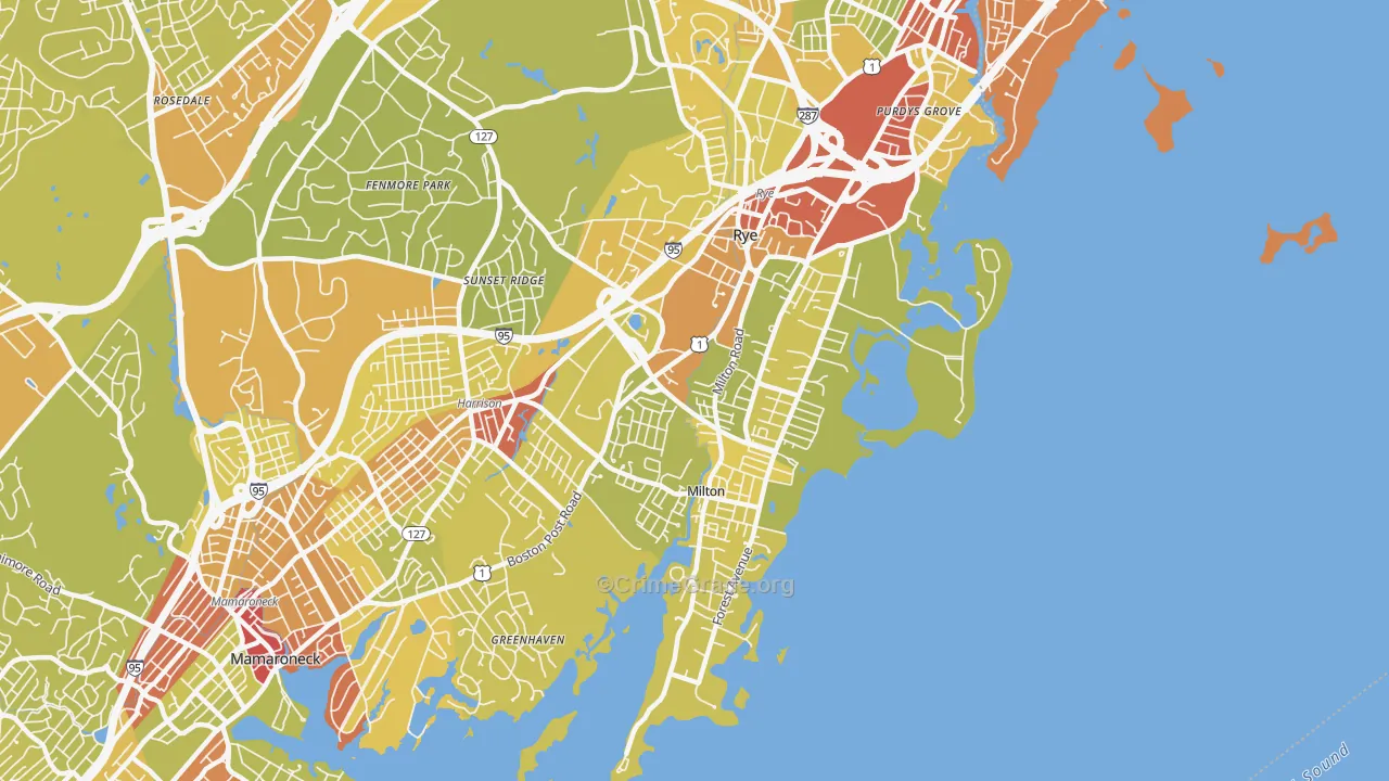 Rye, NY Map of Vehicle Theft Rates