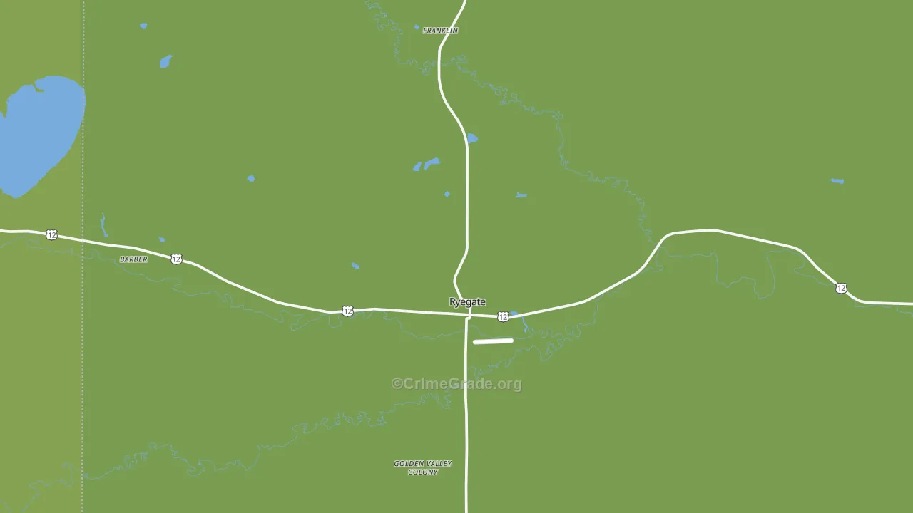Ryegate, MT Map of Vehicle Theft Rates