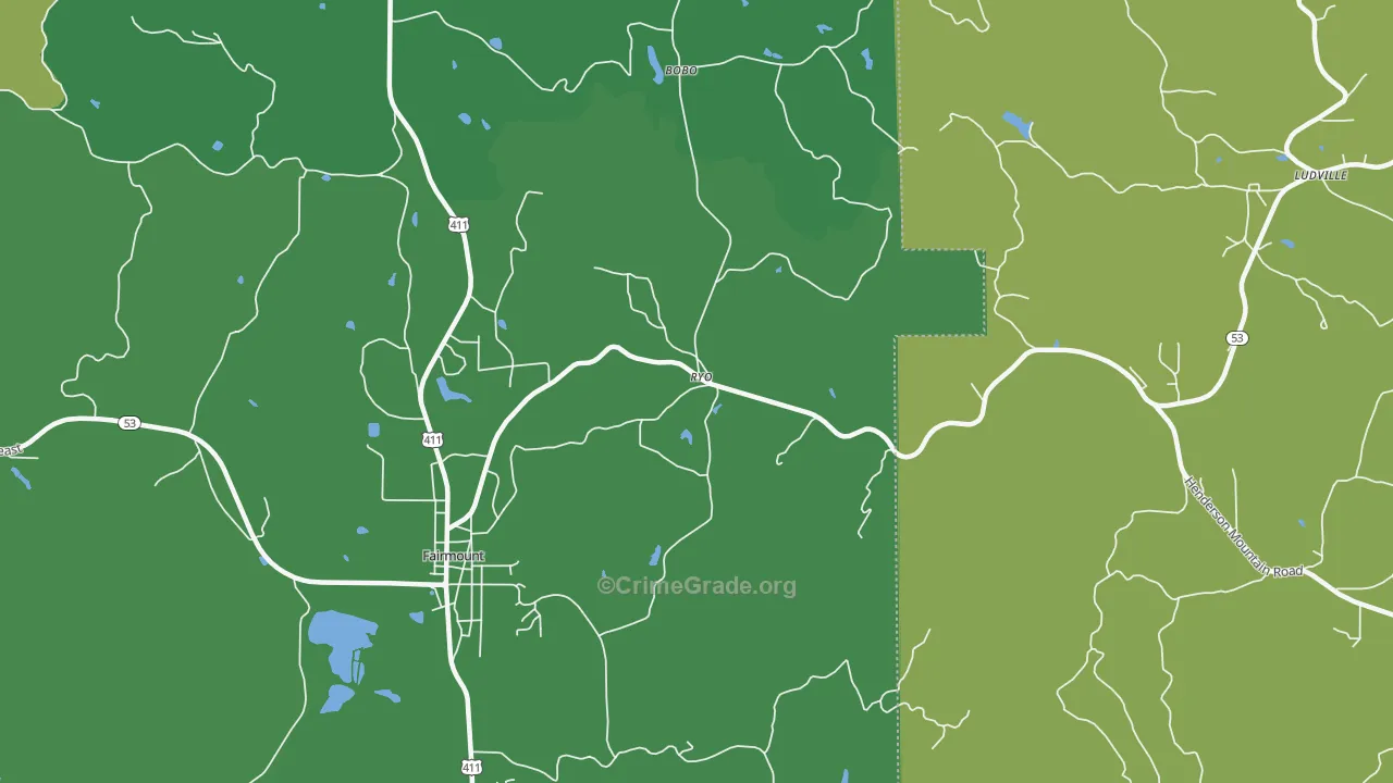 Ryo, GA Map of Vehicle Theft Rates