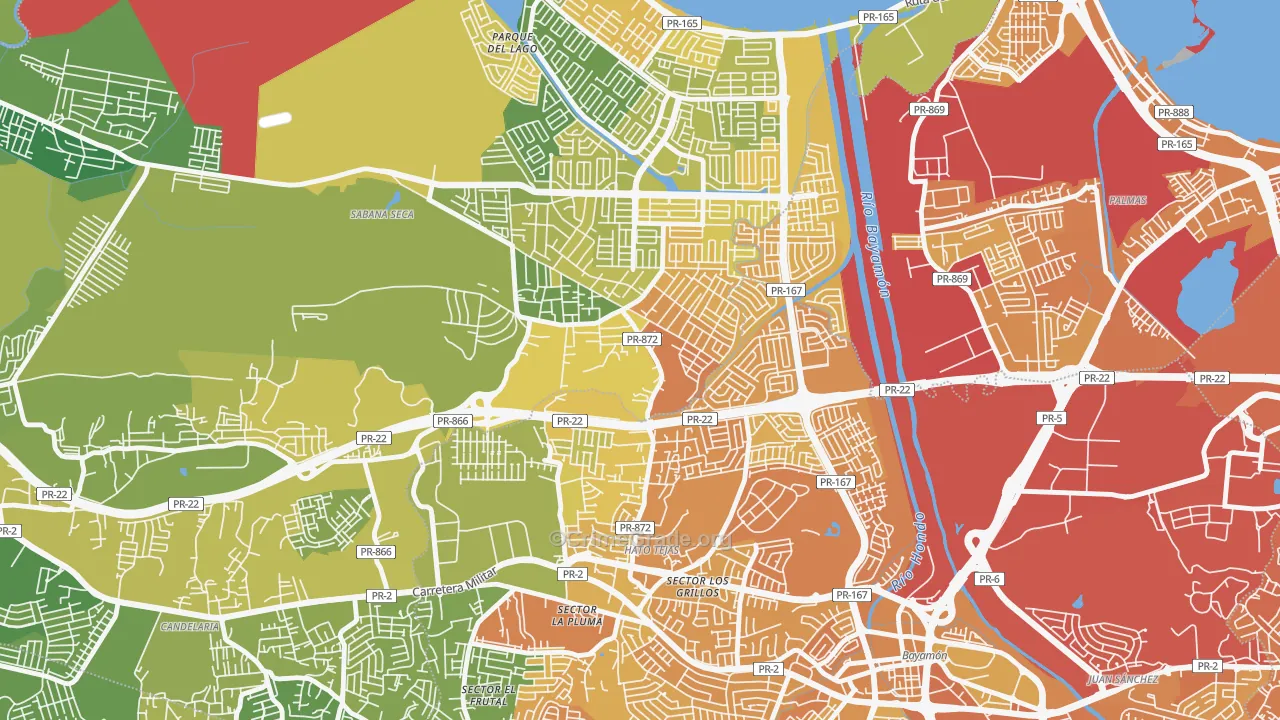 Sabana Seca, PR Map of Vehicle Theft Rates