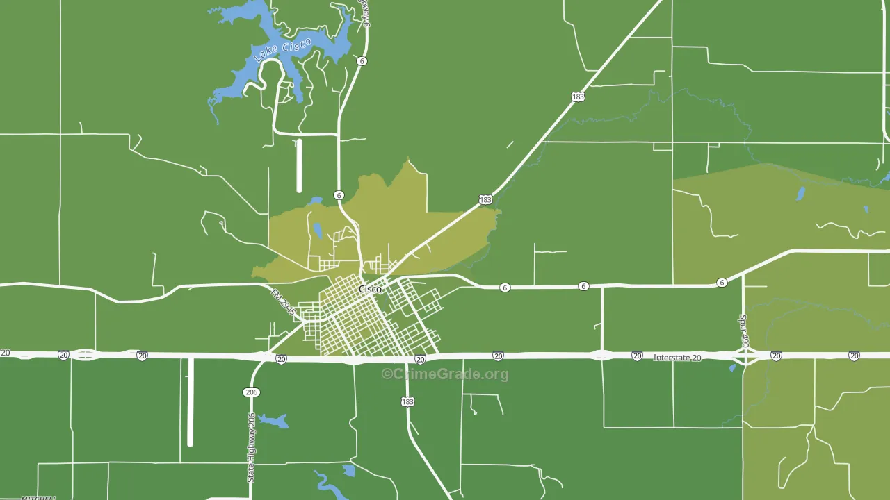 Sabanno, TX Map of Vehicle Theft Rates
