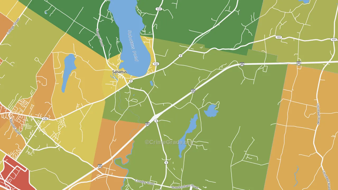 Sabattus, ME Map of Vehicle Theft Rates