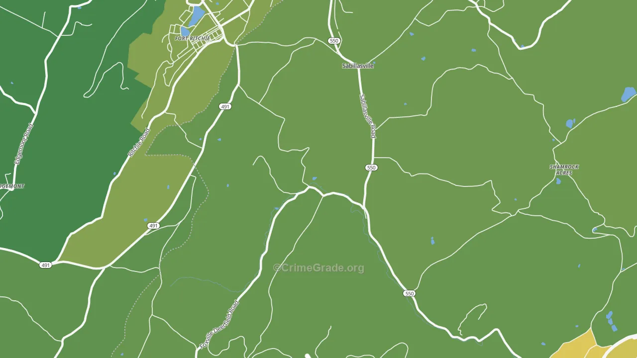 Sabillasville, MD Map of Vehicle Theft Rates