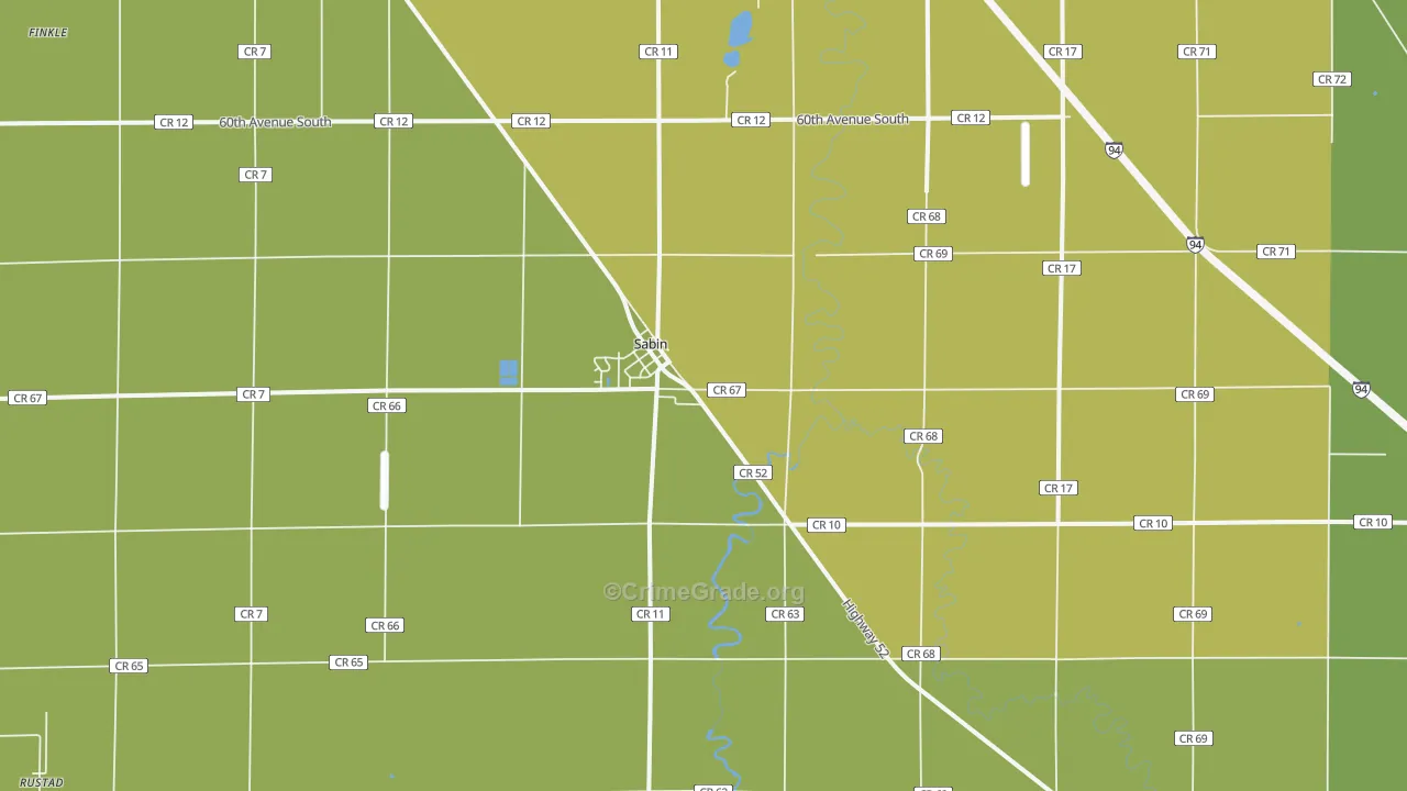 Sabin, MN Map of Vehicle Theft Rates