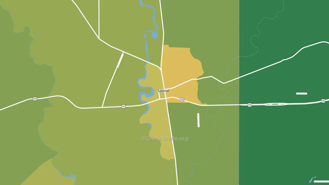 Sabinal, TX Map of Vehicle Theft Rates