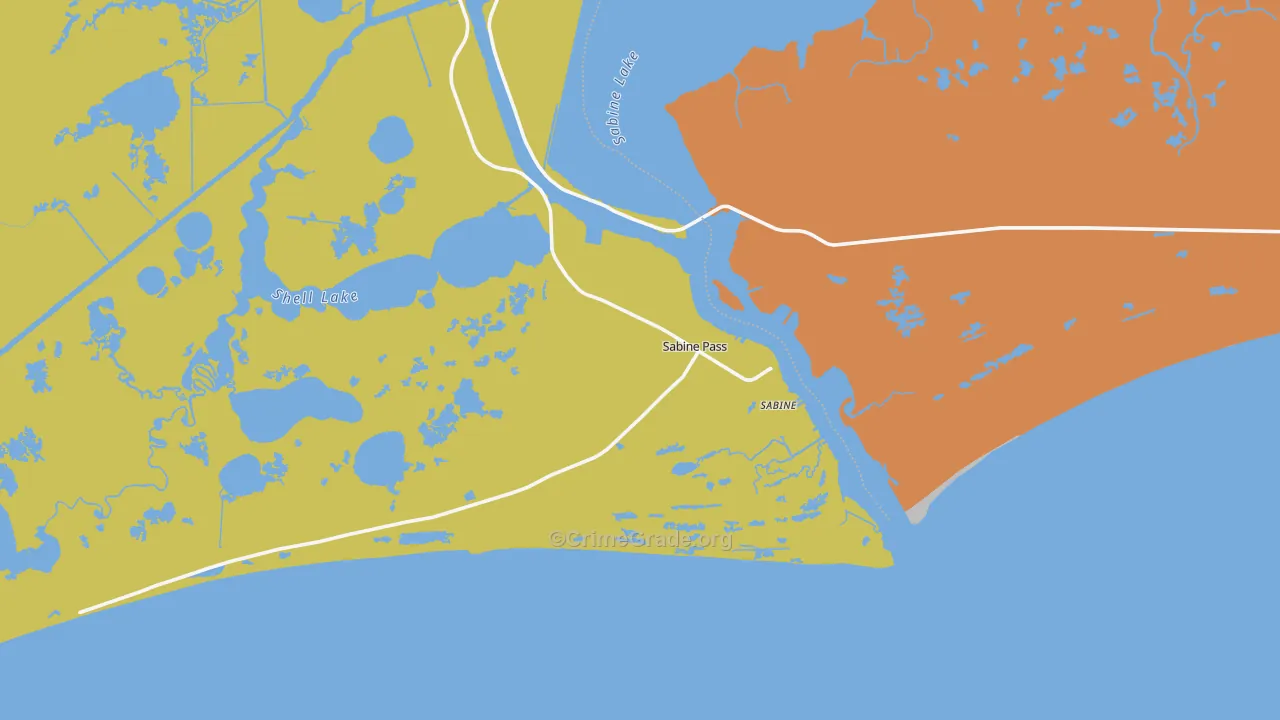 Sabine Pass, TX Map of Vehicle Theft Rates