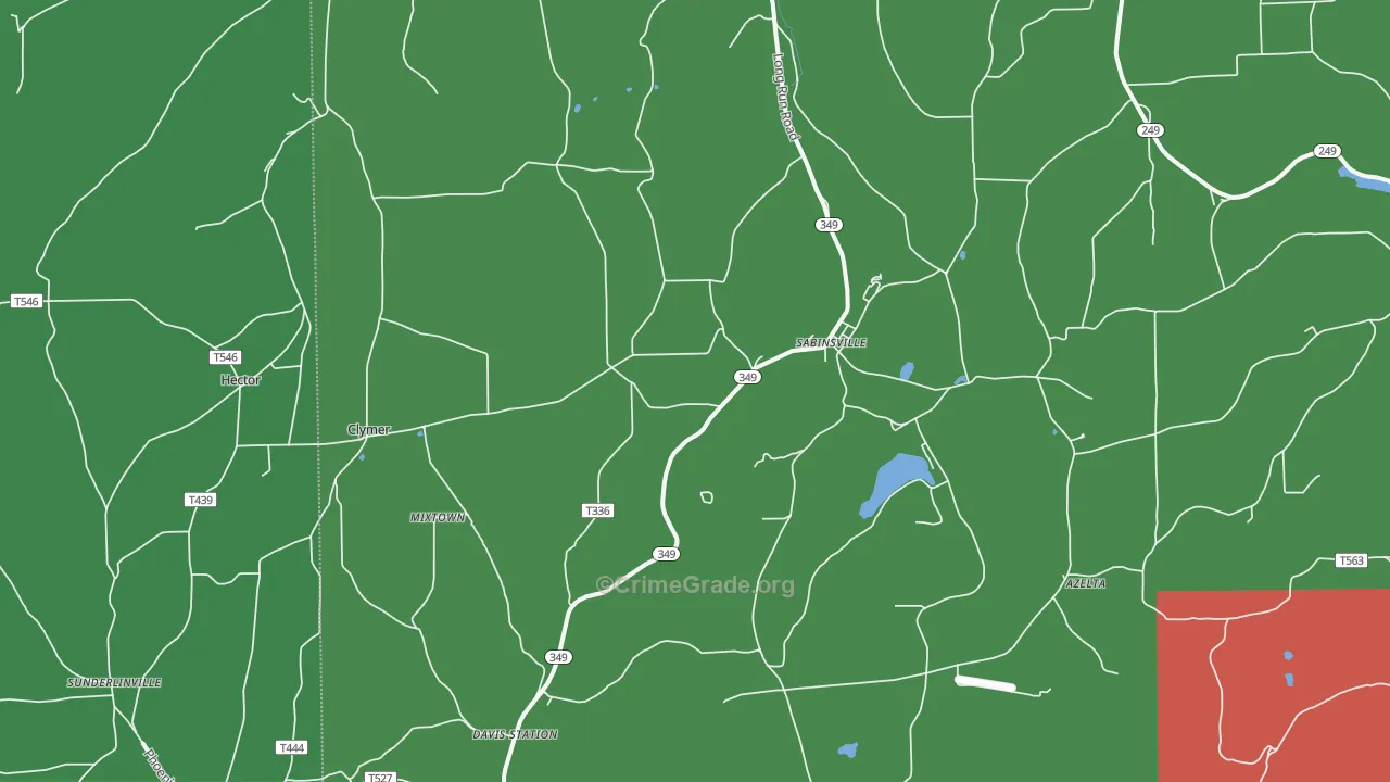 Sabinsville, PA Map of Vehicle Theft Rates