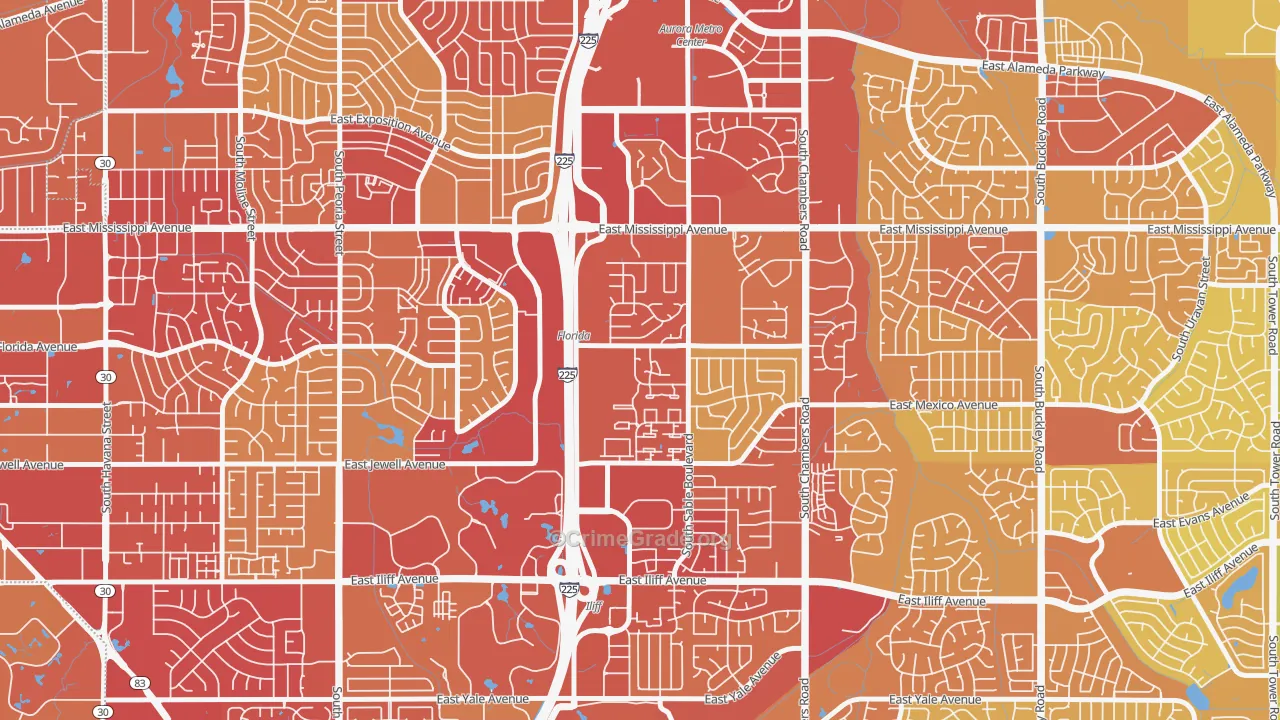 Sableridge, Aurora, CO Map of Vehicle Theft Rates