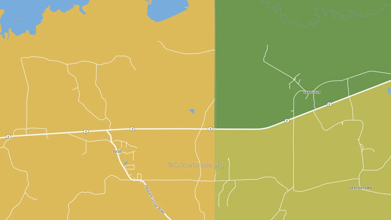 Sabougla, MS Map of Vehicle Theft Rates