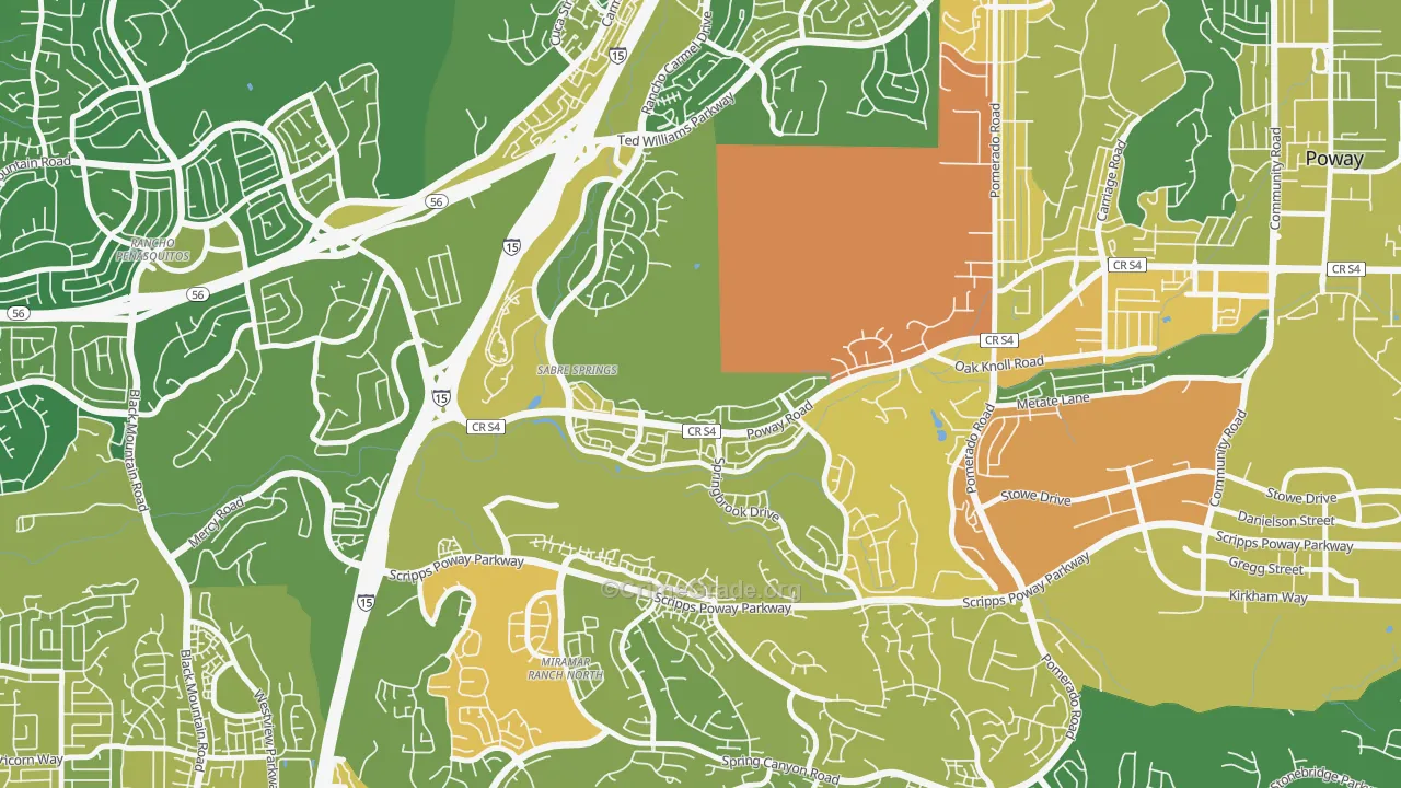 Sabre Springs, San Diego, CA Map of Vehicle Theft Rates