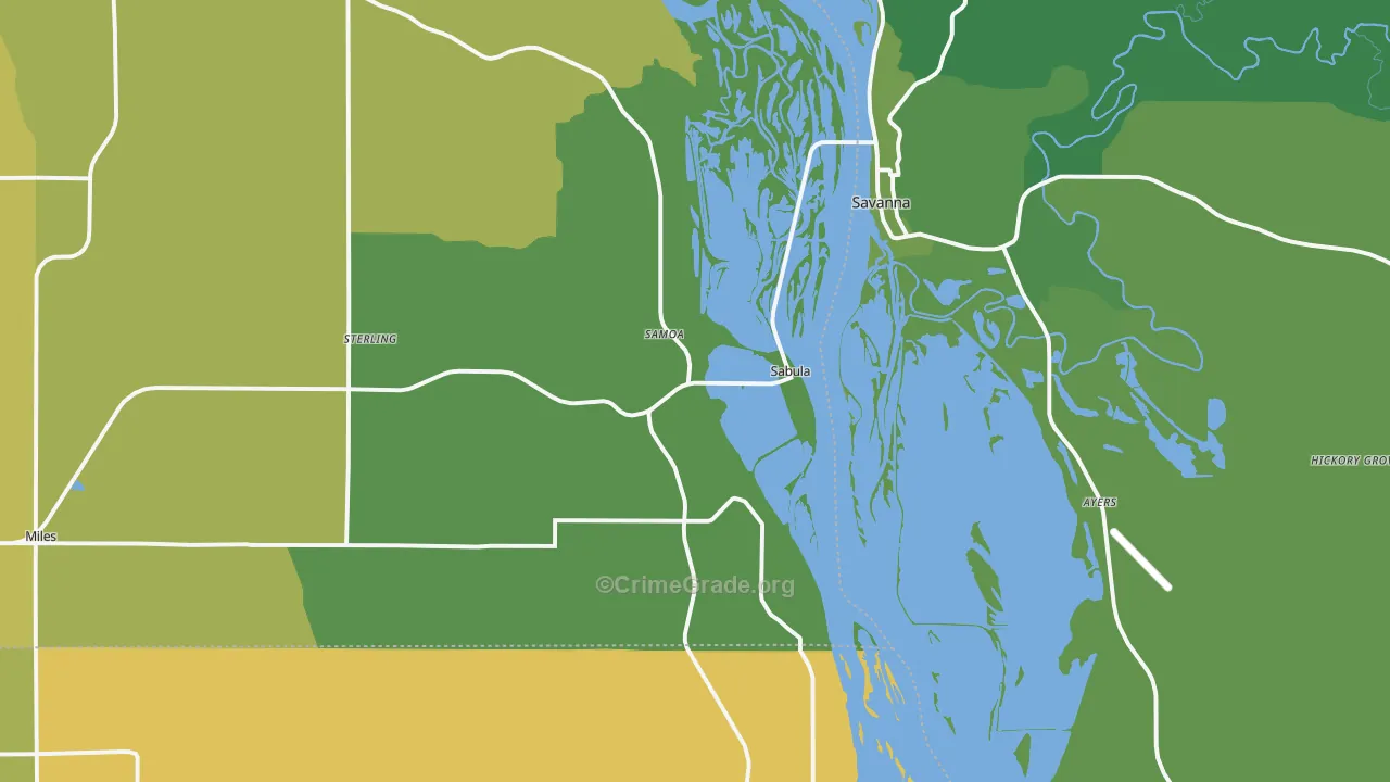 Sabula, IA Map of Vehicle Theft Rates