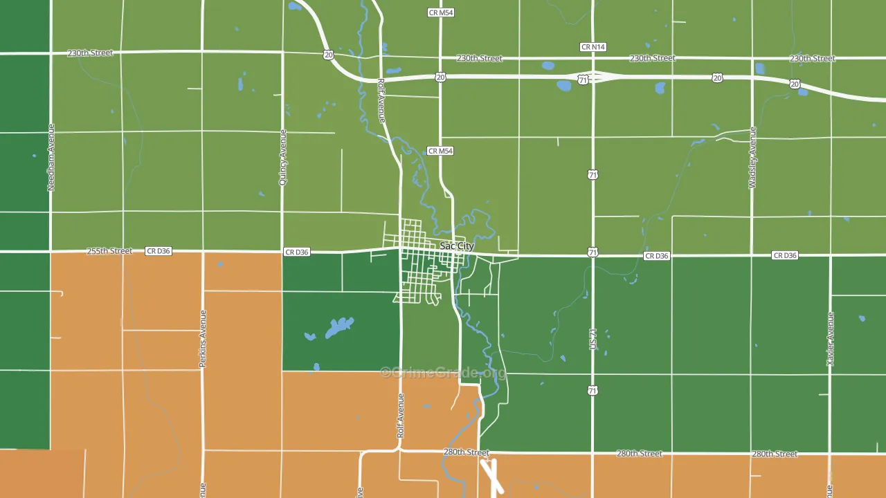 Sac City, IA Map of Vehicle Theft Rates