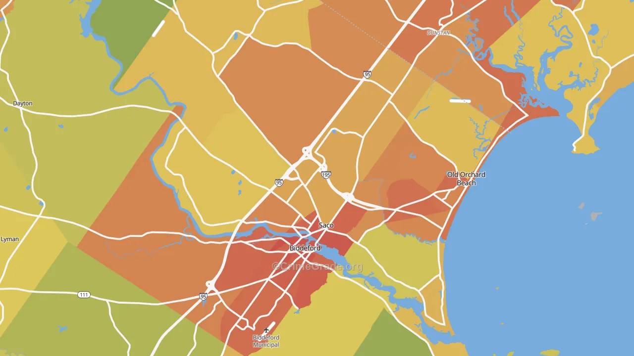 Saco, ME Map of Vehicle Theft Rates